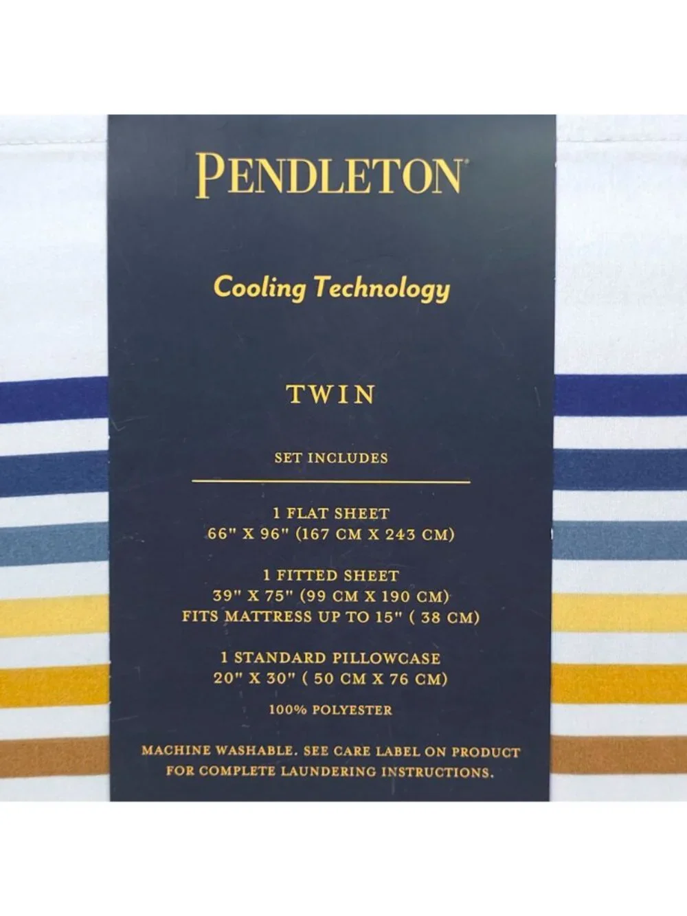 Pendleton Cooling Technology Twin Sheet Set Gray Westland Stripe Easy Care